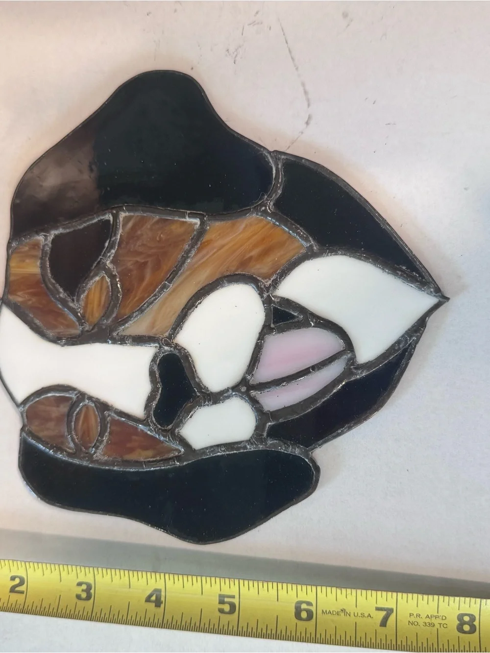 Stained Glass Dog Suncatcher - Brown & Black Decorative Pet Art